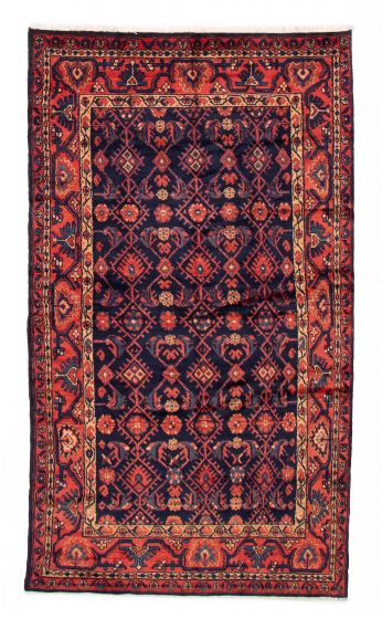 Bordered  Tribal Blue Area rug Unique Turkish Hand-knotted 385694