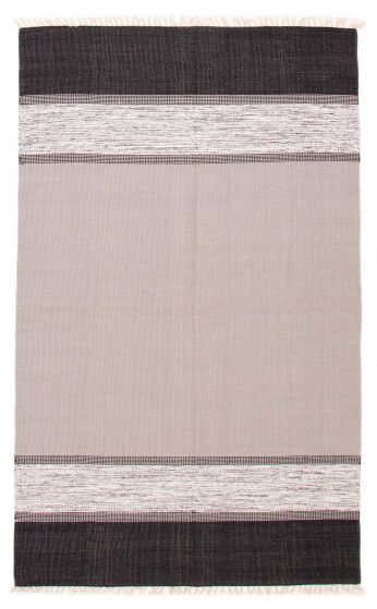 Flat-weaves & Kilims  Tribal Grey Area rug 5x8 Indian Flat-Weave 387401