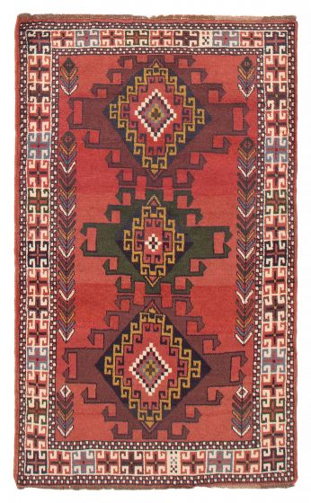 Geometric  Tribal Red Area rug 3x5 Turkish Hand-knotted 390893