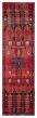 Bordered  Vintage/Distressed Red Runner rug 12-ft-runner Turkish Hand-knotted 389735