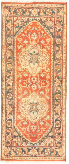 Bordered  Traditional Brown Runner rug 6-ft-runner Indian Hand-knotted 344131