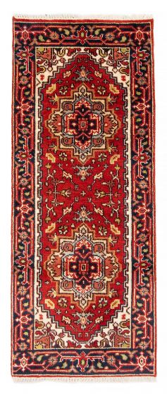 Bordered  Traditional Red Runner rug 6-ft-runner Indian Hand-knotted 377891