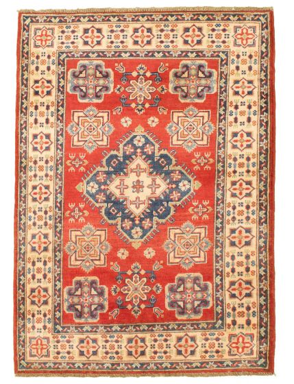 Bordered  Tribal Red Area rug 3x5 Afghan Hand-knotted 329380