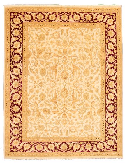 Bordered  Traditional Ivory Area rug 9x12 Pakistani Hand-knotted 338059