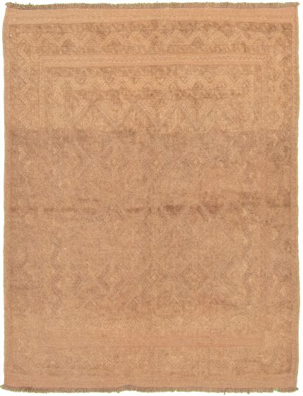 Bordered  Tribal Brown Area rug 4x6 Afghan Hand-knotted 338687