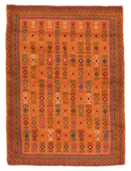 Bohemian  Tribal Orange Area rug 3x5 Afghan Hand-knotted 354193