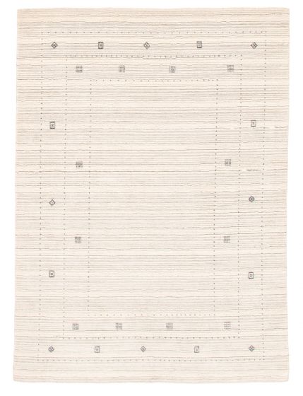 Gabbeh  Tribal Ivory Area rug 5x8 Indian Hand Loomed 354440