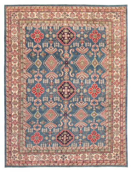 Bordered  Traditional Blue Area rug 9x12 Afghan Hand-knotted 359408