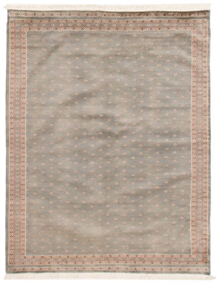 Bordered  Tribal Grey Area rug 4x6 Pakistani Hand-knotted 359727