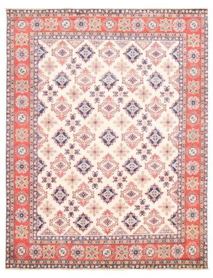 Bordered  Traditional Ivory Area rug 9x12 Afghan Hand-knotted 363552
