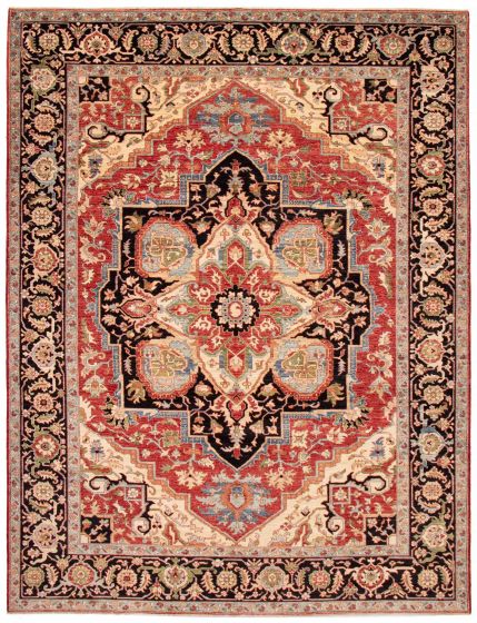 Bordered  Traditional Red Area rug 10x14 Afghan Hand-knotted 388131