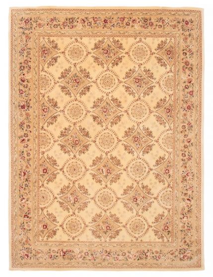 Bordered  Traditional Ivory Area rug 8x10 Chinese Hand Tufted 392059
