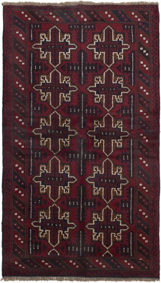 Bordered  Tribal Red Area rug 3x5 Afghan Hand-knotted 285296