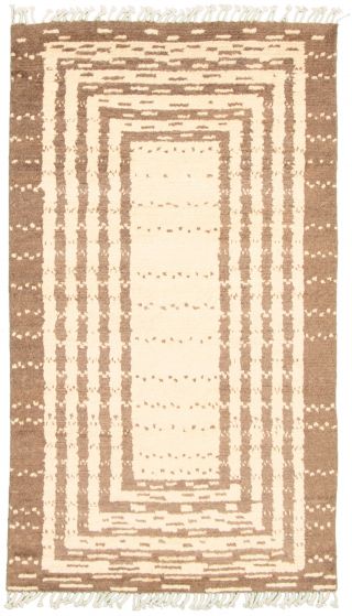 Moroccan  Tribal Ivory Area rug 5x8 Pakistani Hand-knotted 339646