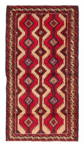 Bordered  Traditional Red Area rug 3x5 Afghan Hand-knotted 380392
