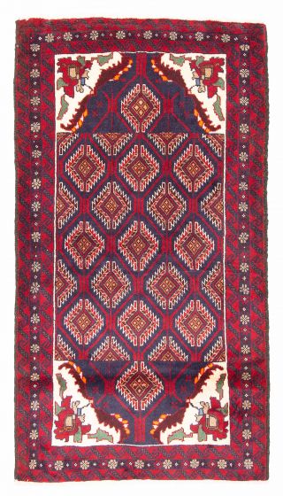 Bordered  Traditional Blue Area rug 3x5 Persian Hand-knotted 380959