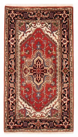 Bordered  Traditional Brown Area rug 3x5 Indian Hand-knotted 386955