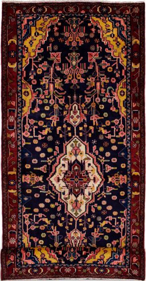Bordered  Traditional Blue Runner rug 11-ft-runner Persian Hand-knotted 277919