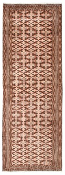 Bordered  Tribal Ivory Runner rug 10-ft-runner Persian Hand-knotted 352028