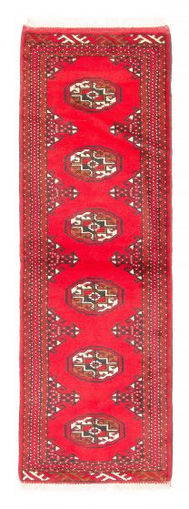 Bordered  Tribal Red Runner rug 6-ft-runner Persian Hand-knotted 382346
