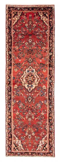 Bordered  Traditional Red Runner rug 11-ft-runner Persian Hand-knotted 385822