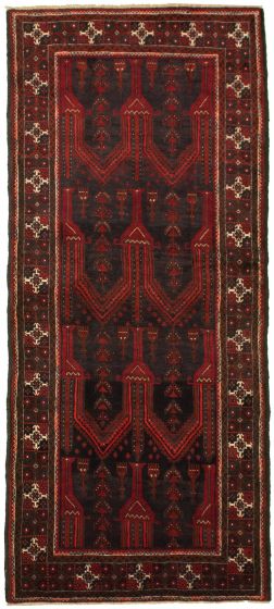 Bordered  Traditional Red Runner rug 10-ft-runner Turkish Hand-knotted 332975