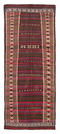 Bohemian  Stripes Brown Area rug Unique Turkish Flat-Weave 385777