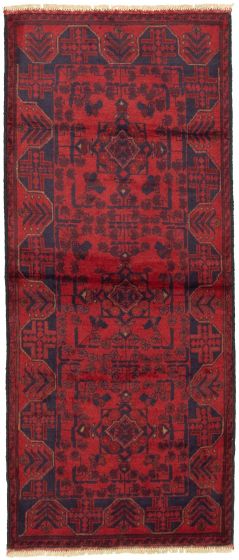 Bordered  Tribal Red Runner rug 6-ft-runner Afghan Hand-knotted 330310