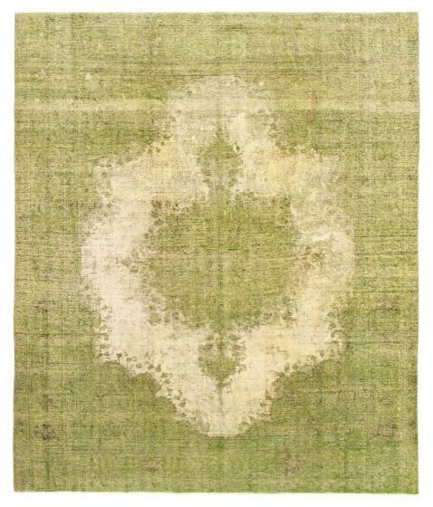Overdyed  Transitional Green Area rug 9x12 Turkish Hand-knotted 362593