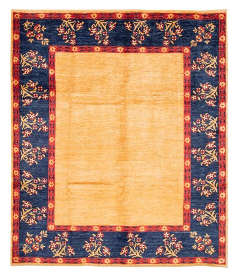 Bordered  Transitional Orange Area rug 6x9 Pakistani Hand-knotted 379246