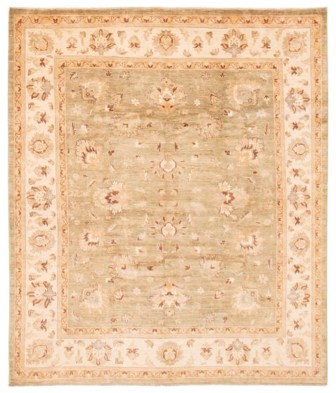 Bordered  Traditional Green Area rug 6x9 Afghan Hand-knotted 379262