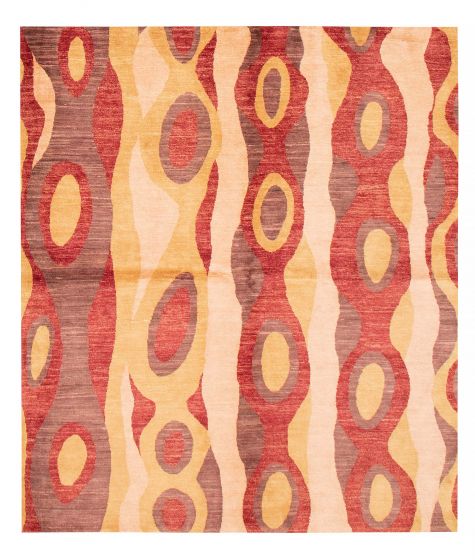 Modern Red Area rug Square Pakistani Hand-knotted 375690