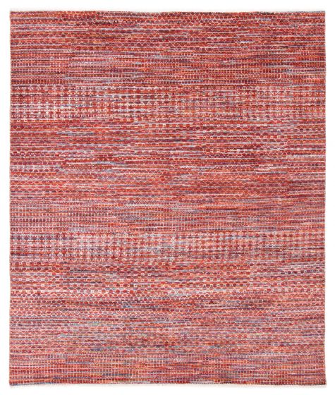 Transitional Red Area rug 6x9 Indian Hand-knotted 377672