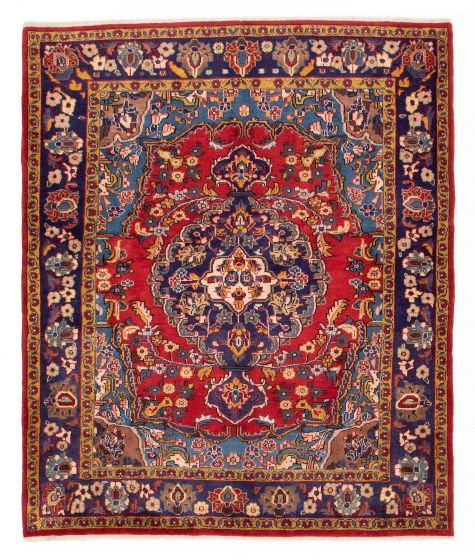 Bordered  Traditional Red Area rug 4x6 Persian Hand-knotted 383225