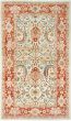 Bordered  Traditional Ivory Area rug 5x8 Turkish Hand-knotted 280866