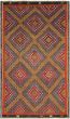 Bordered  Tribal Blue Area rug Unique Turkish Flat-Weave 292905