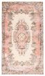Bordered  Vintage Ivory Area rug 4x6 Turkish Hand-knotted 364211