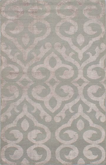 Transitional Green Area rug 5x8 Indian Hand-knotted 221763