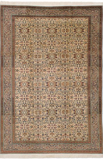 Traditional Ivory Area rug 6x9 Turkish Hand-knotted 245088