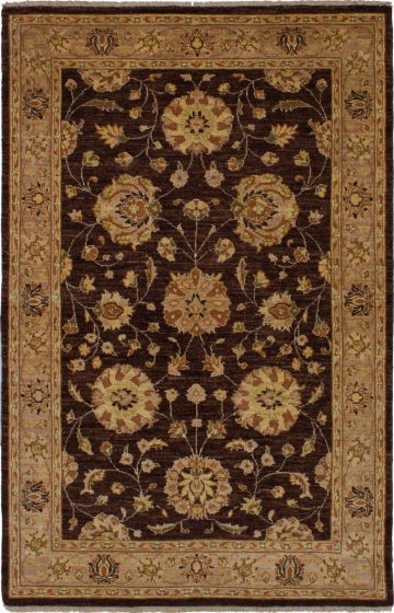 Bordered  Traditional Brown Area rug 3x5 Afghan Hand-knotted 268638