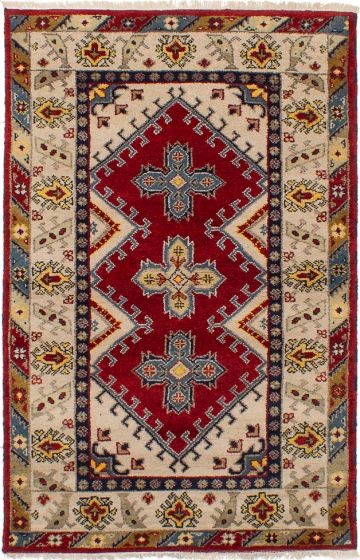 Bohemian  Geometric Red Area rug 3x5 Indian Hand-knotted 270887