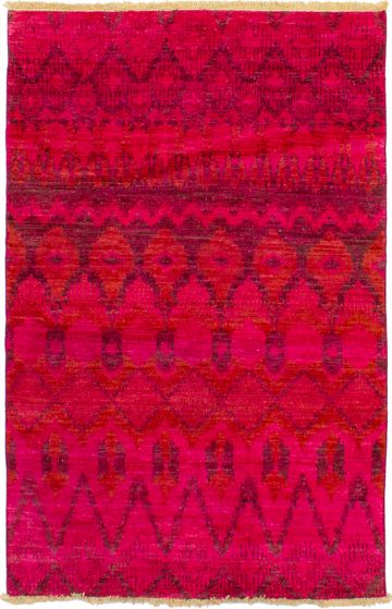 Casual  Transitional Red Area rug 3x5 Indian Hand-knotted 271066