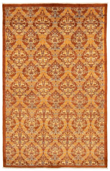 Traditional  Transitional Orange Area rug 5x8 Pakistani Hand-knotted 341330