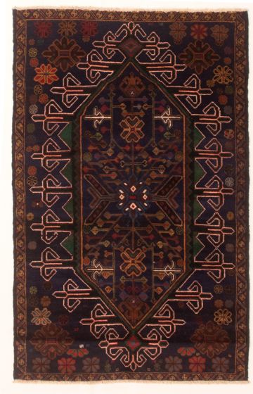 Bordered  Tribal Blue Area rug 3x5 Afghan Hand-knotted 348773