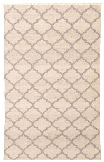 Flat-weaves & Kilims  Transitional Grey Area rug 5x8 Turkish Flat-Weave 350574