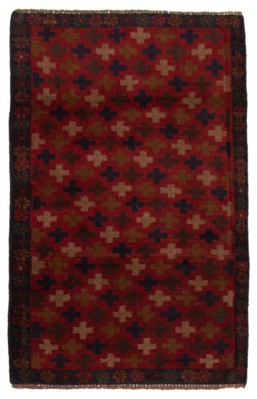 Bordered  Tribal Red Area rug 3x5 Afghan Hand-knotted 357117