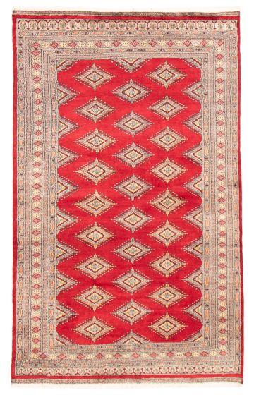 Bordered  Traditional Red Area rug 5x8 Pakistani Hand-knotted 359505