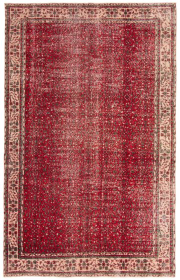 Bordered  Traditional Red Area rug Unique Turkish Hand-knotted 362336