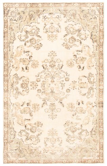 Traditional  Vintage Ivory Area rug 6x9 Turkish Hand-knotted 366719