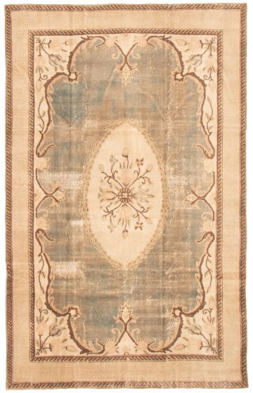 Traditional  Vintage Green Area rug 8x10 Turkish Hand-knotted 366752